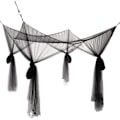 Miniatyrbillede 2 af 5: Dobbelt myggenet sort 4-stolpeseng baldakin dekorativt prinsesse firkantet myggenet stort til camping 188H x 208L x 239W cm Black