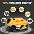 Miniatyrbillede 4 af 5: 18V 6AH erstatningsbatteri til dewalt DCB184 DCB182 DCB180 DCB200 DCB184 batteri til elværktøj