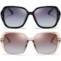 Miniatyrbilde 2 av 4: 2 stk Oversized Polariserte Solbriller for Kvinner Trendy Klassiske Dame Solbriller UV400 Beskyttelse black and Brown