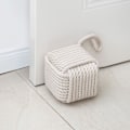 Miniatyrbilde 1 av 5: Tauverk-dørstoppere Dekorative dørstoppere Håndlaget med håndtak, Jute dørstopp White