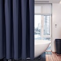 Miniatyrbillede 2 af 5: Vaffel bruseforhæng, med bruseforhængsringe stof badekar forhængsæt Navy blue 2*1.8m