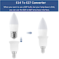 Miniatyrbild 3 av 5: E14 till E27 Lampfäste Adapter, E14 till E27 Glödlampa Adapter, Passar för E27 Glödlampor, LED-lampor, Glödlampor, Halogenlampor, 2 st
