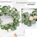 Miniatyrbilde 2 av 4: Kunstig eukalyptusgirlander Falske silke eukalyptusblader Vinstokker Håndlaget girlander Grønt bryllupsbakgrunn Buede veggdekor Green 3pcs