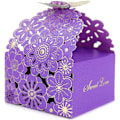 Miniatyrbild 1 av 5: 50 st/set Blommor Fjäril Ihålig Godisask Kakor Presentaskar Romantisk Bröllopsgåvor Söta Chokladask Festtillbehör Purple 8*7*6.5CM