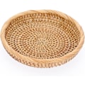 Miniatyrbilde 1 av 5: Rund Rattan Vevd Serveringsbrett 19cm Kaffebord Dekorativt Displaybrett Stue Skrivebord Organiseringsbrett for Parfyme, Lys