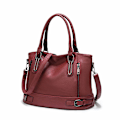 Miniatyrbilde 1 av 5: Dametass Crossbody Bag PU Lær Håndvesker Casual Shopper Bag Skulderveske Tote Bag Stor Kapasitet Rojo vino