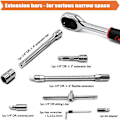 Pikkukuva 3 / 5: 46-osainen kromivanadium-hylsysarja 1/4\" adapterisarja hylsysarja autojen DIY-töihin