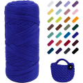 Miniatyrbild 1 av 5: 400g Elastiskt Tyg Garn för Stickning av T-shirt, Tjockt Virkgarn, för Virkade Väskor/Korgar/Mattor, DIY-Hantverk bright sapphire blue