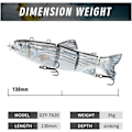 Miniatyrbillede 3 af 5: Robotisk Svømmeagn USB Genopladelig LED Lys 4-Segment Multi Leddelt Swimbait Intelligent Selvkørende Elektrisk Fiskeagn
