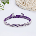 Miniatyrbild 2 av 5: Flätad rep armband dam herr, flickor pojkar födelsedag vänskap par presenter handgjorda smycken Purple-white