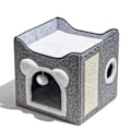 Miniatyrbillede 1 af 4: Foldbart Kattehus, Katteseng 2 Lag Stort Kattehule til Kæledyr med Kradsebræt og Blød Bold til Små og Mellemstore Kæledyr Indendørs