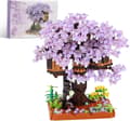 Körsbärsblomsträd Hus Byggstenar Set, 2000+ PCS Konstgjord Bonsai Träd Kit, Nano Växt Blommor Byggstenar Set (Lila)