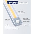 Miniatyrbilde 4 av 4: Skaplys, oppladbart LED-kjøkkenbevegelsessensor med 3 sensormoduser/3 farger/dimbar, LED-underskapslys trådløst lys for skap