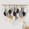 Macrame Väggbonad Stor Gobeläng Vävd Väggbonad Boho Macrame Blad Väggdekoration Fjäder Chic Vävd Konst White-navy-khaki-gray