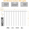 Pikkukuva 5 / 5: LED-verhovalot, ikkunan verhon keijun tuikkuvalot 3mx3m 300 lediä USB-käyttöinen 8 tilaa Jääpuikko LED-valosarja kaukosäätimellä ja ajastimella Multi-colored
