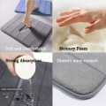 Miniatyrbillede 4 af 5: Hukommelsesskum Bademåtte Antislip Absorberende Super Blød Fløjl Badeværelsesmåtte Tæppe Super Vandabsorption Badeværelsesmåtte Tyk Badeværelsesmåtte Grey 20 X 32 inch