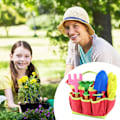 Miniatyrbild 5 av 5: Trädgårdsredskap för barn, 7 st trädgårdsredskap med vattenkanna, handskar, kratta, spade, trädgårdsredskap leksaker present till baby förskola