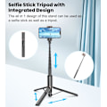 Miniatyrbillede 5 af 5: 67\" Selfie Stick Stativ, 360° Roterende Mobiltelefon Stativ, Udvidbar Alt-i-Én Aluminium Stativ med Trådløs Fjernbetjening