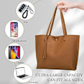Miniatyrbild 4 av 5: Stor Damväska, Stor Collegeväska för Laptop, Axelväska, Tote Shopper Väska, Stor Väska, PU-Läder Tote Väska, 2-pack Marrón