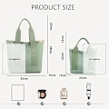 Miniatyrbilde 2 av 5: Canvas Tote Bag med Lommer for Kvinner, Skulderveske, Stor Kapasitet Skulderveske med Justerbar Stropp, for Shopping, Arbeid og Reise marrón L