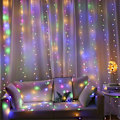 Pikkukuva 4 / 5: LED-verhovalot, ikkunan verhon keijun tuikkuvalot 3mx3m 300 lediä USB-käyttöinen 8 tilaa Jääpuikko LED-valosarja kaukosäätimellä ja ajastimella Multi-colored
