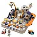 Miniatyrbillede 1 af 3: Præsentation af vores Puslespilsrum Adventure Race Track Legesæt - Børns Inertikøretøjslegetøj med Glidebaner og Parkeringsplads - Perfekt