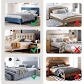 Miniatyrbild 5 av 5: Stretch Huvudgavelöverdrag Vadderat Huvudgavelöverdrag Tvättbart Dammsäkert Jacquard Skyddsöverdrag för Enkelsäng Dubbelsäng King Size-sängar (150-170 cm, Mörkgrå)