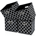 Pikkukuva 1 / 5: Taitettavat kangassäilytyskuutiot, joissa soikeat silmukat, 4 kpl Black print 28*28*28cm