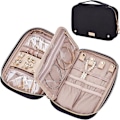 Miniatyrbillede 1 af 5: Rejse Smykke Organizer Folio, Smykke Ruller til Halskæder, Øreringe, Ringe, Armbånd, Ur, sort