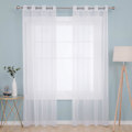 Miniatyrbilde 1 av 5: Set med 2 voilegardiner med hemper for vindu 140x250cm hvit voile