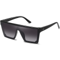 Miniatyrbillede 1 af 4: Oversize Firkantede Solbriller Mode Siamese Linse Stil Flad Top Shield Shades Unisex B
