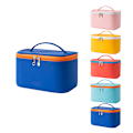 Miniatyrbillede 1 af 2: Kosmetisk taske makeup taske til pung pung rejse skønhed lynlås arrangør taske gaver, PU læder vaskbar vandtæt blue 8.5inch x 5.5inch x 4.5inch