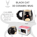 Miniatyrbillede 2 af 5: Sort Kat Krus 3D Keramisk Sjovt Krus Kop 400ml til Varme Drikke, Te, Kaffe, Varm Chokolade