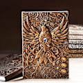 Miniatyrbillede 6 af 7: Vintage 3D Phoenix præget læder skrivejournal, A5, 200 sider, rejsedagbog og notesbog til at skrive i, til kvinder og mænd (rød bronze) Phoenix(Red Bronze) 8.4x5.7In
