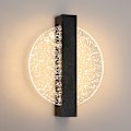 Miniatyrbillede 1 af 5: 6W dæmpbar LED væglampe, indendørs aluminium væglampe, LED væglampe til sengen, sort rund akryl væglampe til stue, trappe, 3000K-6500K