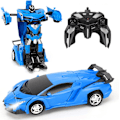 Miniatyrbillede 1 af 5: Transform RC Bil Robot, Uafhængig 2.4G Robot Deformations Bil Legetøj med Én Knap Transformation & 360 Hastighed Drifting 1:18 Skala blue B