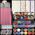 Miniatyrbild 1 av 5: Nagelkonst Kit med Nagelglitter, Nagelkonst Penslar & Nagelsticker för Gel Naglar Konst, Nagel Ädelstenar Nagel Tillbehör Verktyg