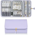 Miniatyrbillede 1 af 5: Smykke Rejse Organizer til Kvinder, Tangle Free Bærbar Læder Smykke Opbevaringsrulle Taske, til Halskæder, Ringe, Øreringe, Armbånd