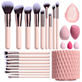 Miniatyrbillede 1 af 5: Makeup børster Premium Syntetisk Foundation Puder Concealere Øjenskygger 18 stk. børstesæt med 5 svampe & Holder Svampeetui