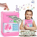 Miniatyrbilde 5 av 5: ATM Pengeboks for Barn 3-12 år, Elektronisk Pengeboks Trygg Spargris for Jenter Gutter, Passord Pengeboks Sparing Pengeboks Pink