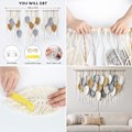 Miniatyrbild 4 av 5: Macrame Väggbonad Stor Gobeläng Vävd Väggbonad Boho Macrame Blad Väggdekoration Fjäder Chic Vävd Konst White-khaki-gray