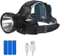 Ladeskjorte med LED-lys for voksne, IPX5 vanntett USB-ladbare hodelykt for camping, løping og jakt