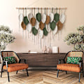 Miniatyrbild 4 av 5: Macrame Väggbonad Stor Gobeläng Vävd Väggbonad Boho Macrame Blad Väggdekoration Fjäder Chic Vävd Konst White-brown-military green