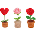 Miniatyrbillede 1 af 5: 3 stk. Håndstrikkede Blomsterpotter Færdige Håndlavede Hæklede Blomsterpotter Hæklet Potteblomster Hæklet Solsikke Blomsterkurv style 2