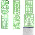 Miniatyrbilde 1 av 4: 6 stk. Geometriske Tegnemaler Ellipsemal Geometriske Sjablonger Plast Målemaler Multifunksjonell Geometrisk Linjal