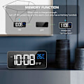 Miniatyrbillede 5 af 5: Digitalt vækkeur med stort LED-temperaturskærm, bærbart spejlur med dobbelt alarm, snooze-tid og 4 niveauer justerbar lysstyrke Silver