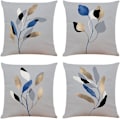 Miniatyrbild 1 av 5: Bladkuddfodral 45cm x 45cm Set om 4 Grå Dekorativa Kuddfodral 18x18 tum Mjuk Polyester Kvadratiska Kuddfodral