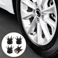 Pikkukuva 3 / 5: 4 KPL Kruunu Rengasventtiilin Hatut Auton Rengasventtiilien Suojukset - Mustat Auton Rengasventtiilien Suojukset Universaali Sovitus Kaikkiin Autoihin, Maastoautoihin, Kuorma-autoihin ja Moottoripyöriin