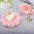 Pikkukuva 4 / 5: Keraaminen kahvimuki, pilvikahvikuppi ja aluslautanen, söpö muki kukkalusikalla ja auringonkukka-alustalla 200 ml (vaaleanpunainen) Pink