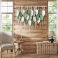 Miniatyrbild 5 av 5: Macrame Väggbonad Stor Gobeläng Vävd Väggbonad Boho Macrame Blad Väggdekoration Fjäder Chic Vävd Konst White-light green-dark green